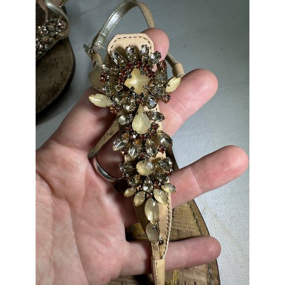 Sam Edelman Gene Woman sz 10 Embellished Leather Light Tan Neutral Dressy Sandal - Picture 4 of 5